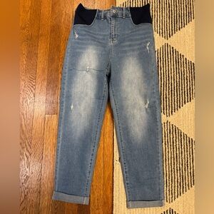 Straight Leg Medium Wash Maternity Jeans